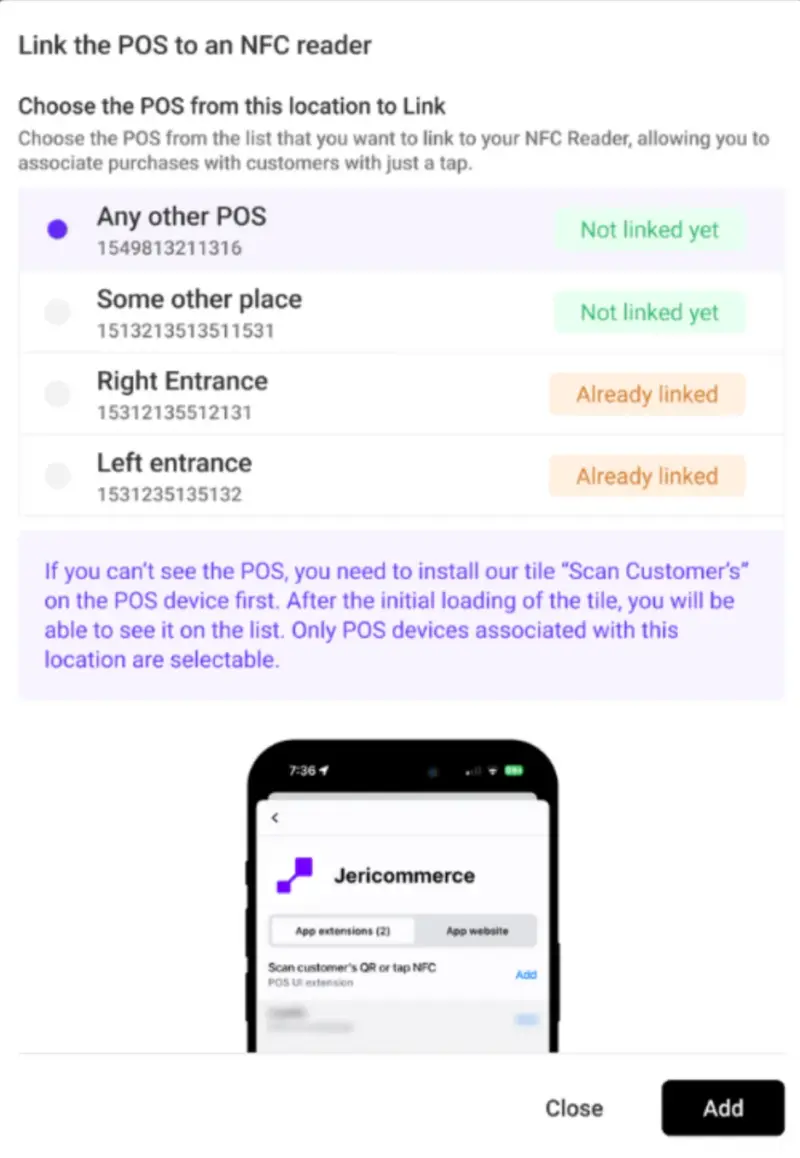 NFC tap to identify customers